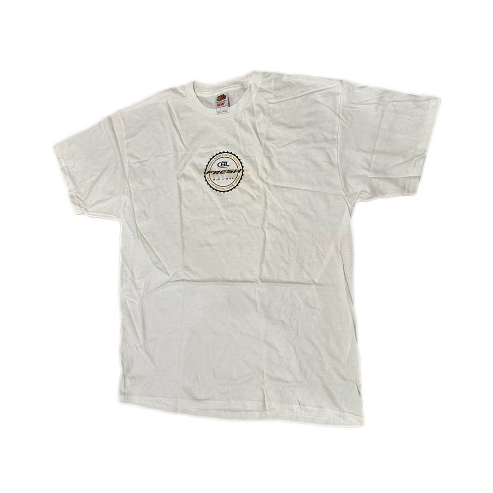 Bud Light Deadstock Heavy Cotton Fruit of the Loom White Graphic Crewneck Tee